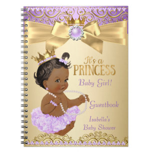 Caderno Espiral Lilac Dourada Ballerina Princesa Chá de fraldas Ét