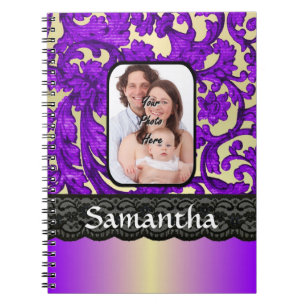 Caderno Espiral Lilac e renda preta