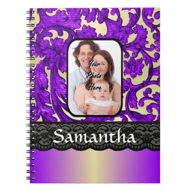 Caderno Espiral Lilac e renda preta (Frente)
