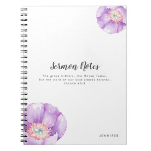 Caderno Espiral Lilac Flowers Personalizado Diário das Notas do Se