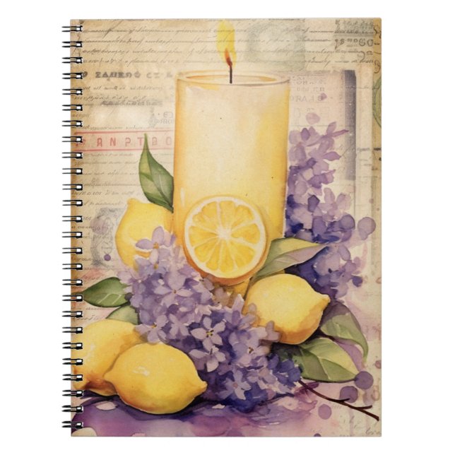 Caderno Espiral Lilac, Lemon E Notebook Espiral De Velas (Frente)