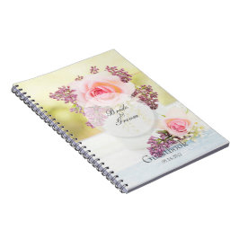 Caderno Espiral Lilacs e livro de hóspedes do Casamento vintage Ro