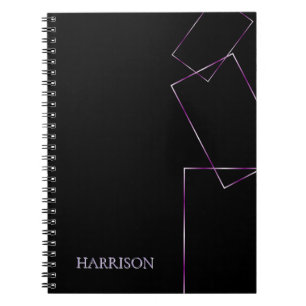 Caderno Espiral Lilás Preto Personalizado 