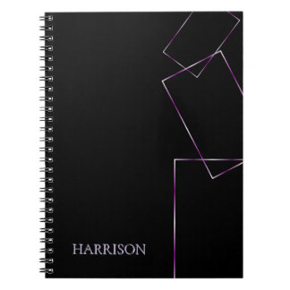 Caderno Espiral Lilás Preto Personalizado