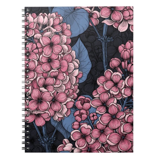 Caderno Espiral Lilás rosa com azul escuro (Frente)