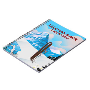 Caderno Espiral Lillehammer Norway Ski poster.