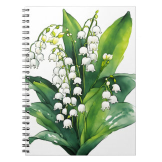 Caderno Espiral Lily of the Valley - Watercolor flowers