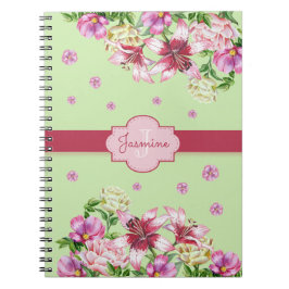 Caderno Espiral Lily & Peony Floral Mint