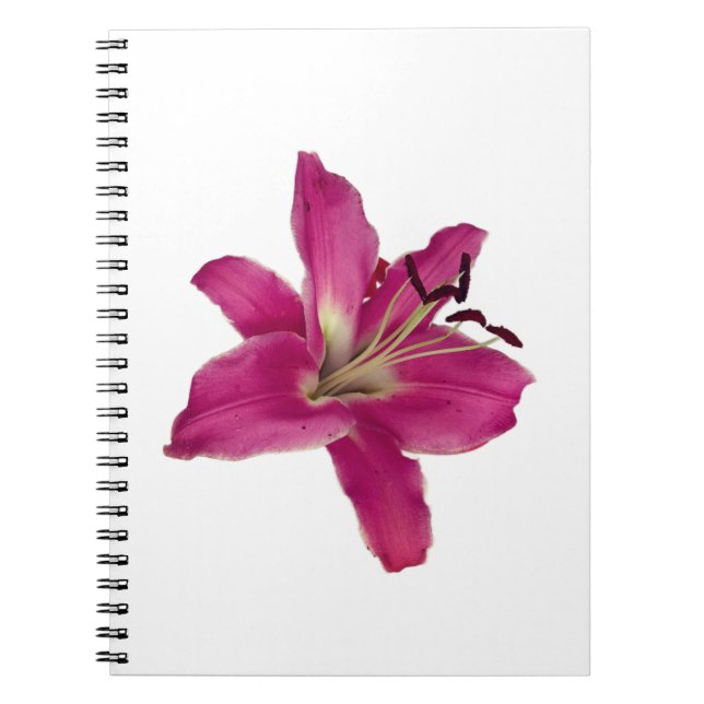 Caderno Espiral Lily Rosa Elegante - Notebook Aestético Floral (Frente)