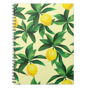 Caderno Espiral Limão de vindima, padrão decorativo sem costura