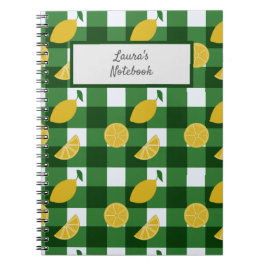 Caderno Espiral Limão e gingham verde