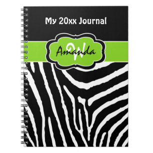 Caderno Espiral Limão Personalizado Diário de faixa branca zebra