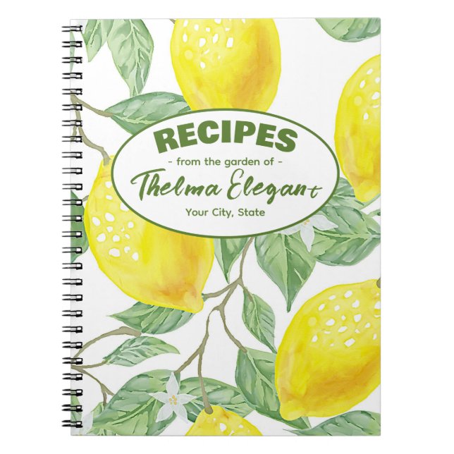 Caderno Espiral Limão Receitas do Jardim (Frente)