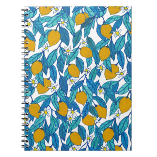 Caderno Espiral Limão Sangrento: Design Floral de Aquarela.