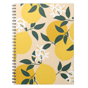 Caderno Espiral Limão Vintage: Textura de Fruta sem costura.