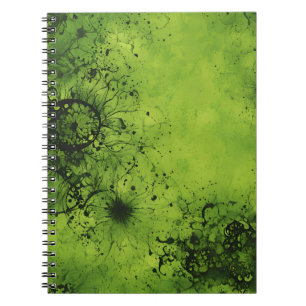 Caderno Espiral Lime Verde Grunge com Acentos Pretos