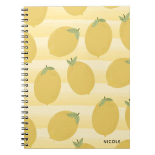 Caderno Espiral Limões Amarelos Água de Frutas de Verão Aquarela L