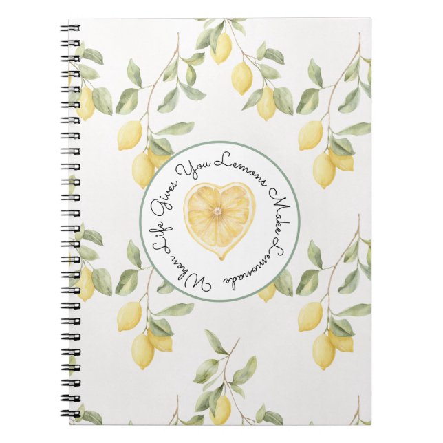 Caderno Espiral Limões Amarelos Frutas Limonada (Frente)