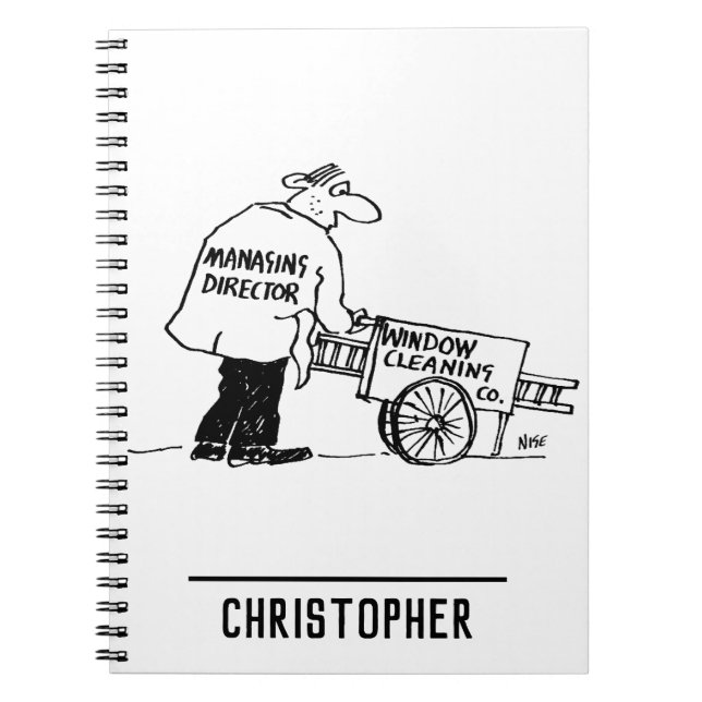 Caderno Espiral Limpa-janelas com Carrinho de Limpeza de Janelas (Frente)