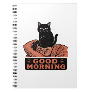 Caderno Espiral Lince Sarcástico Gato Preto Bom Dia Meme