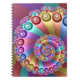 Caderno Espiral Linda Arco-Íris Colores Abstrato de Arte Fractal