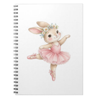 Caderno Espiral Linda Bailarina Bunny Floral Aquarela