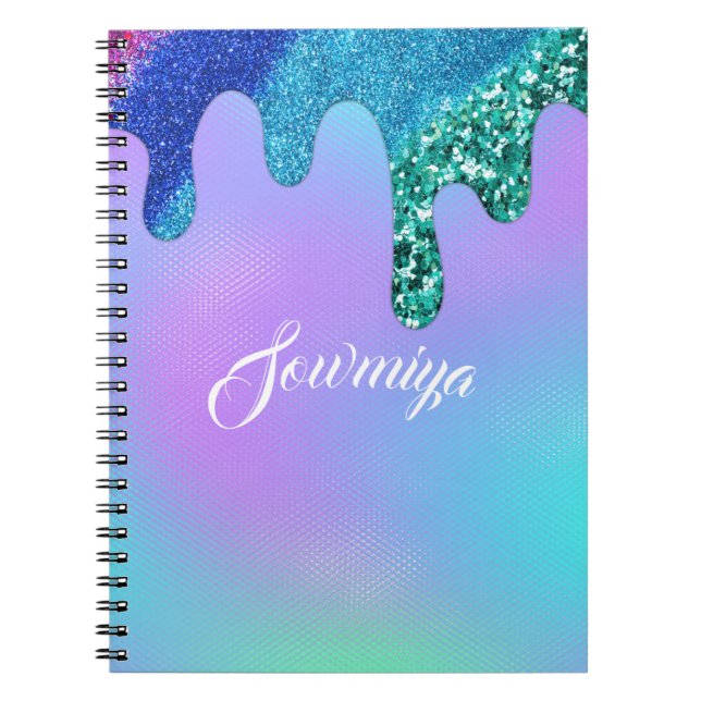 Caderno Espiral Linda cor do arco-íris personalizada (Frente)