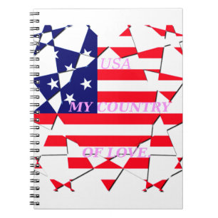 Caderno Espiral Linda e adorável bandeira americana Motif design