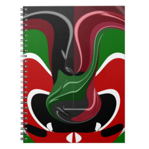 Caderno Espiral Linda e espantosa bandeira do Quênia: Arte Moderna