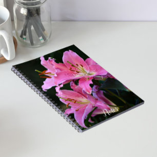 Caderno Espiral Linda Flor de Lírio Rosa