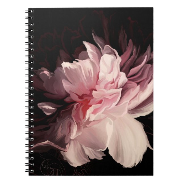 Caderno Espiral Linda flor de pedônia (Frente)