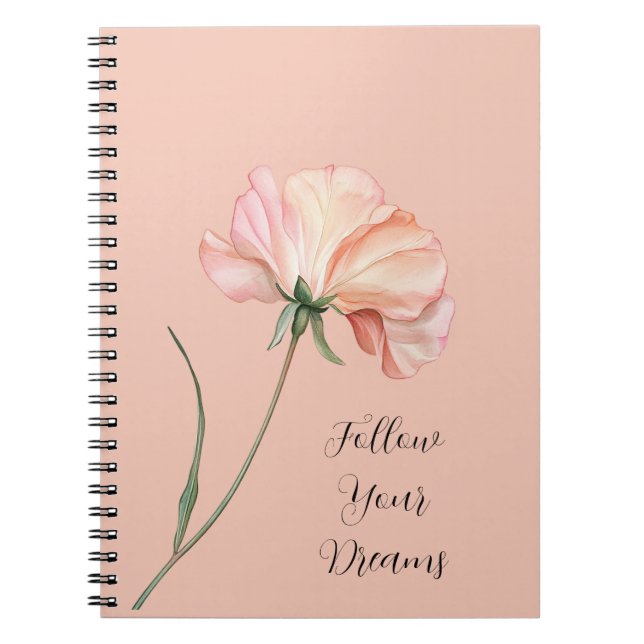 Caderno Espiral Linda Flor de Pêssego (Frente)