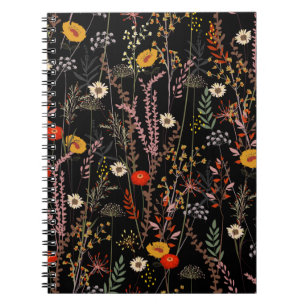 Caderno Espiral Linda florescência de flores de prado