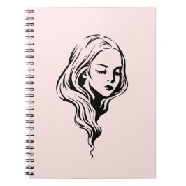 Caderno Espiral Linda garota com cabelo longo