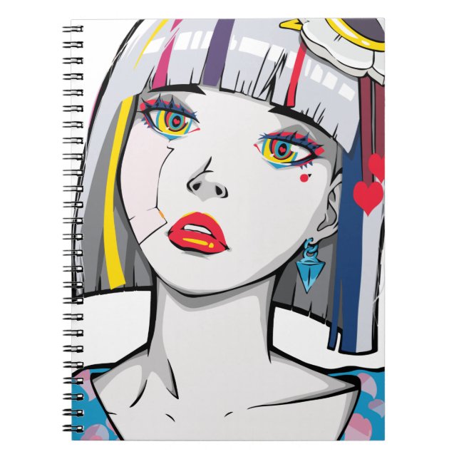Caderno Espiral Linda Garota de Anime Quebrada (Frente)