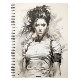 Caderno Espiral Linda jovem mulher novidade única