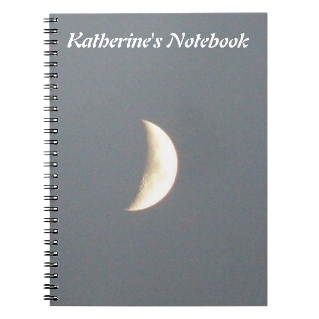 Caderno Espiral Linda lua crescendo cervada em creme personalizáve (Frente)