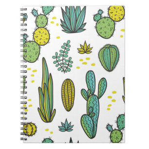 Caderno Espiral Linda mão desenhada cactos abstrato, marinheiro n