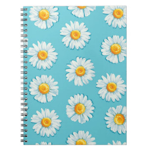 Caderno Espiral Linda margarida flores sem costura
