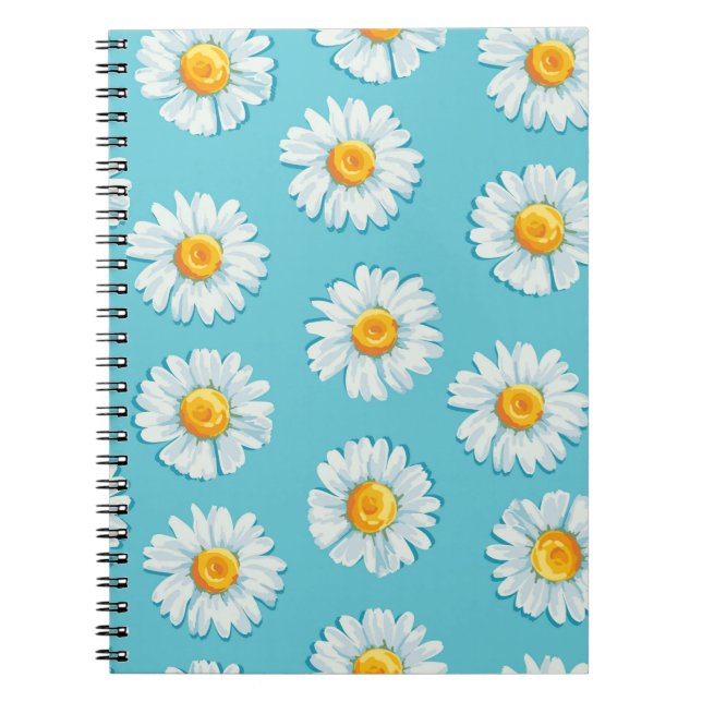 Caderno Espiral Linda margarida flores sem costura (Frente)