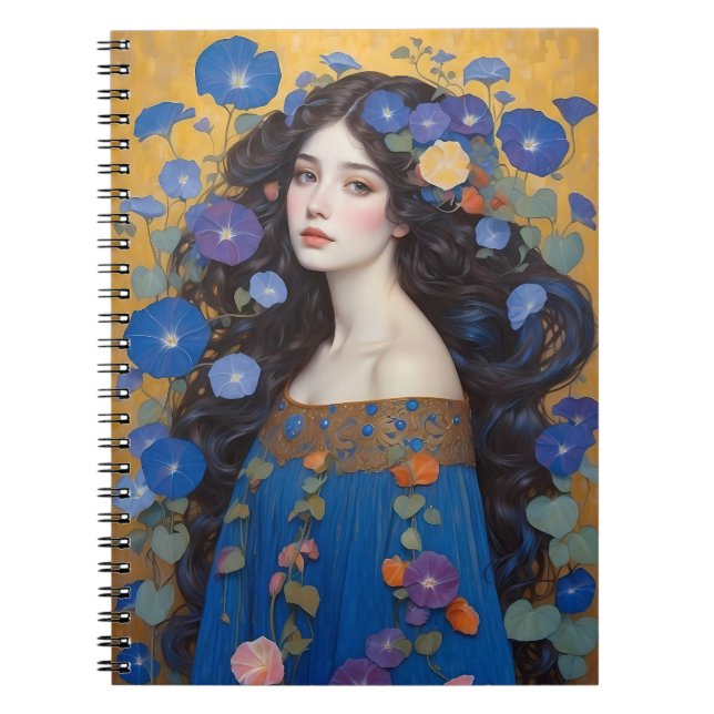 Caderno Espiral Linda Mulher Com Glórias Da Manhã (Frente)