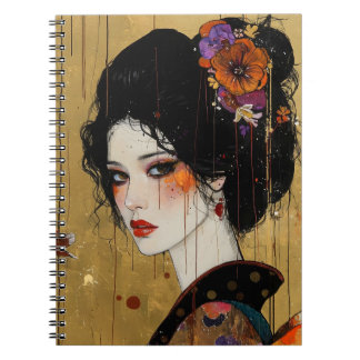 Caderno Espiral Linda mulher em Kimono