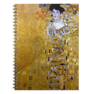 Caderno Espiral Linda mulher no Dourado Gustav Klimt