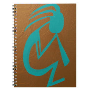 Caderno Espiral Linda pintura Teal Kokopelli