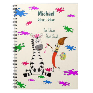 Caderno Espiral Linda Pré-Escola de Zebra para Crianças