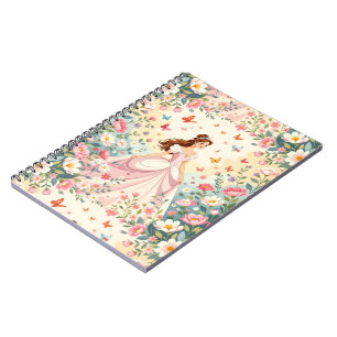Caderno Espiral Linda princesa com borboletas