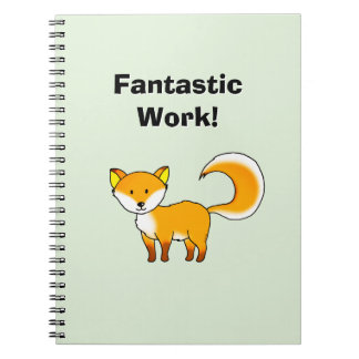 Caderno Espiral Linda Raposa Laranja Trabalho Fantástico Recompens