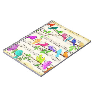 Caderno Espiral Linda Sinfonia de Aves Musicais Coloridas - Canç