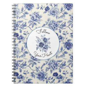 Caderno Espiral Lindas Flores Azuis