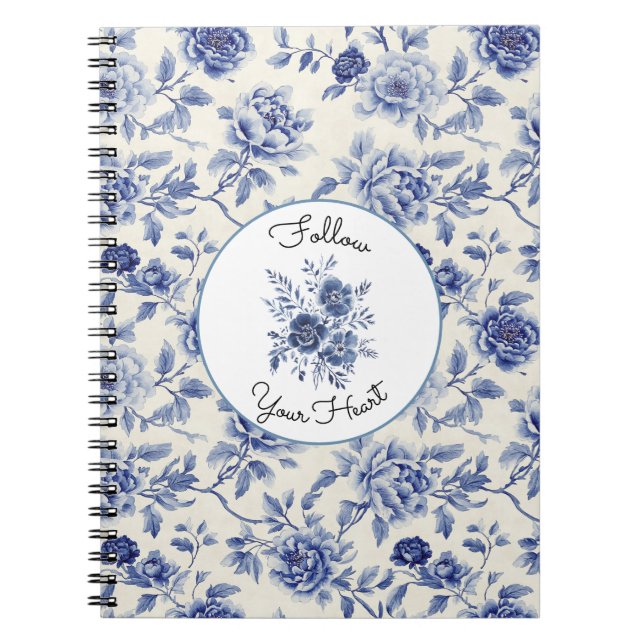 Caderno Espiral Lindas Flores Azuis (Frente)